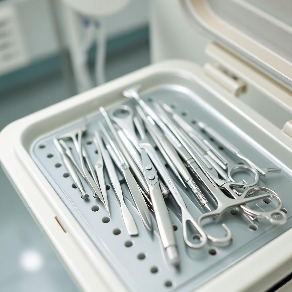 Sterilised dental instruments tray